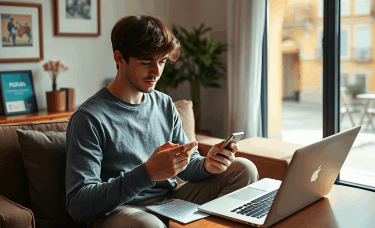 Persona utilizando el móvil para solicitar un crédito directo