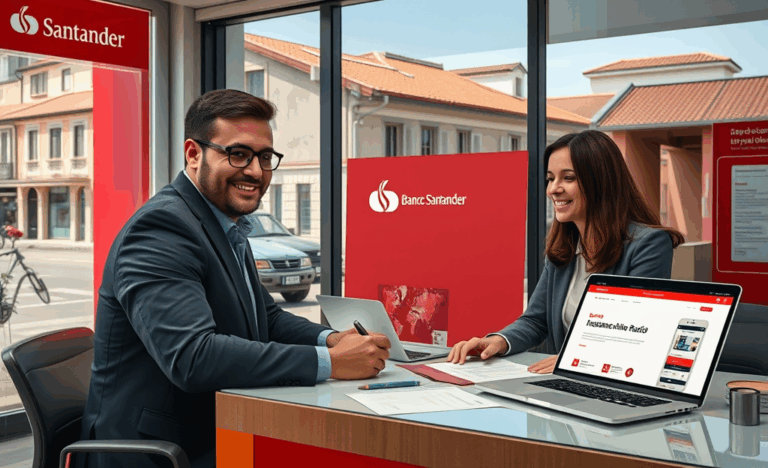Persona solicitando un préstamo en Banco Santander