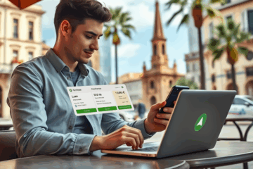 Imagen de una persona usando la plataforma Creditea en su dispositivo móvil para solicitar un préstamo.