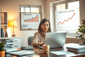 Persona revisando opciones de préstamo para liquidar deudas.