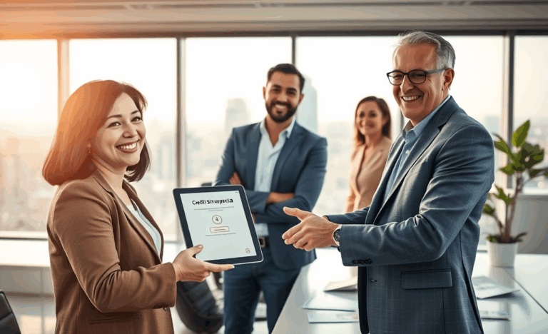 Persona recibiendo aprobación para un crédito sin burocracia.